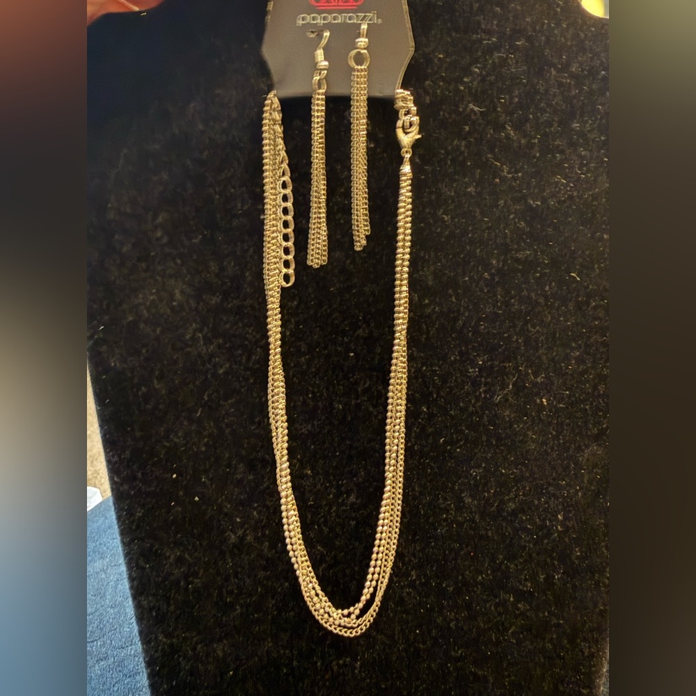 Paparazzi Silver Chain Necklace and Earring Set